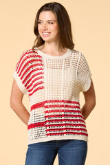 flag me down open knit sweater Versona Apparel
