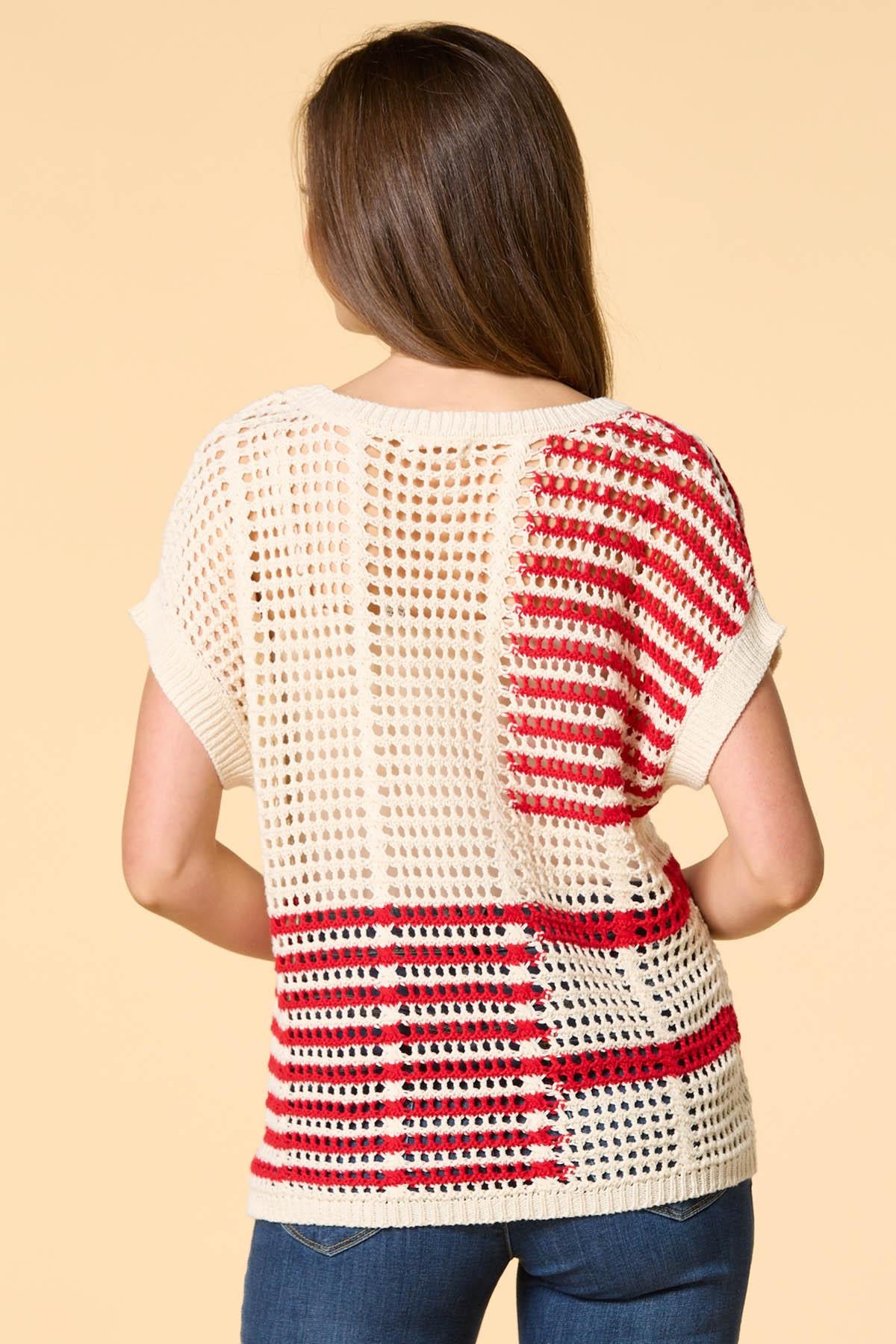 flag me down open knit sweater Versona Apparel