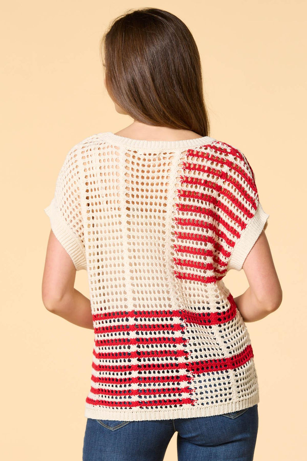 flag me down open knit sweater Versona Apparel