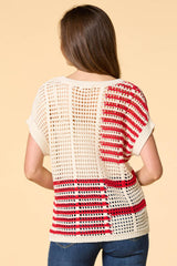 flag me down open knit sweater Versona Apparel