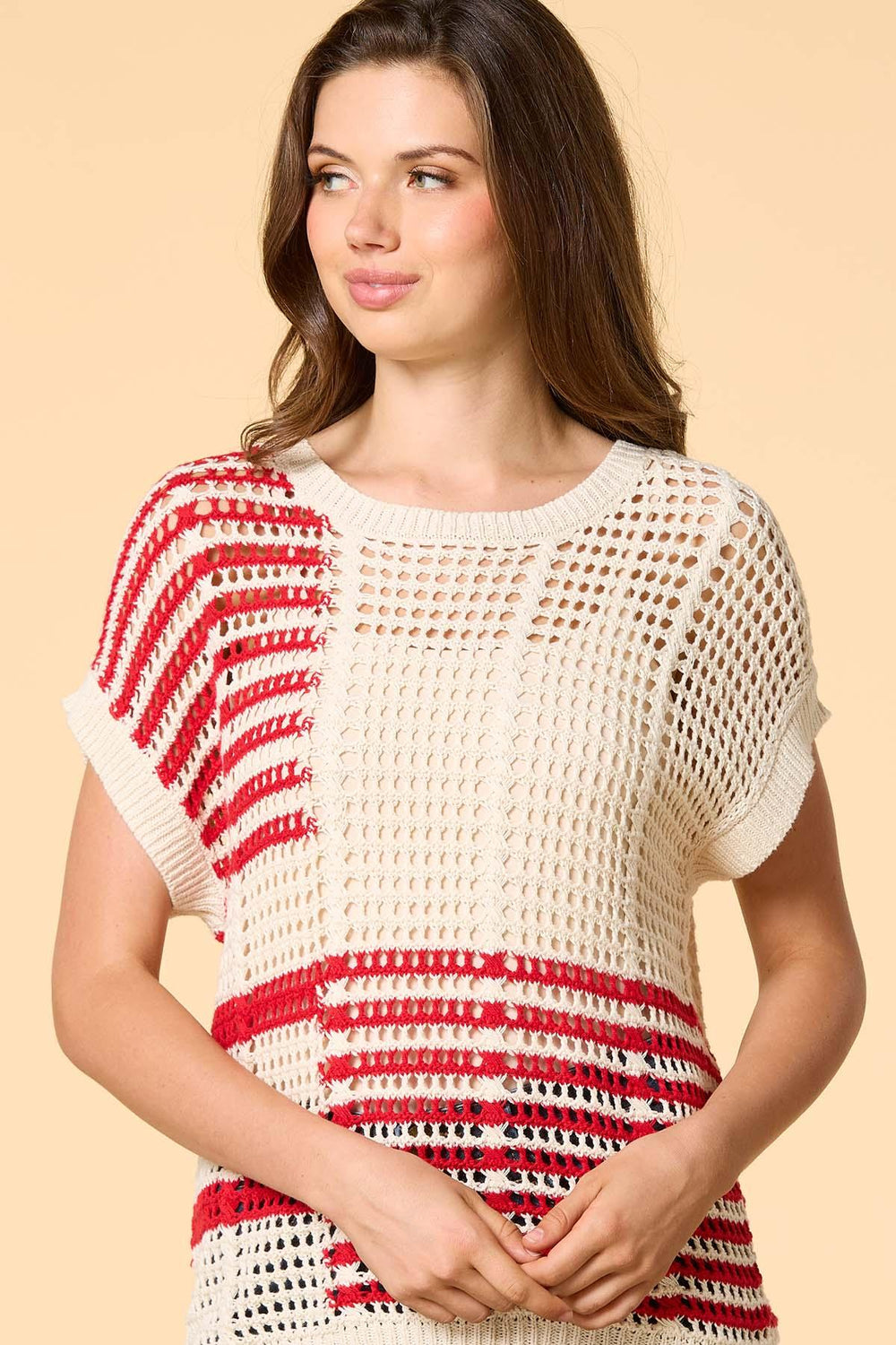 flag me down open knit sweater Versona Apparel