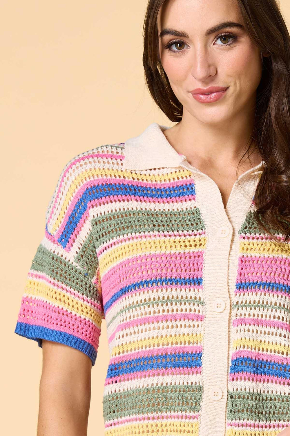 color vision open knit cardigan Versona Apparel