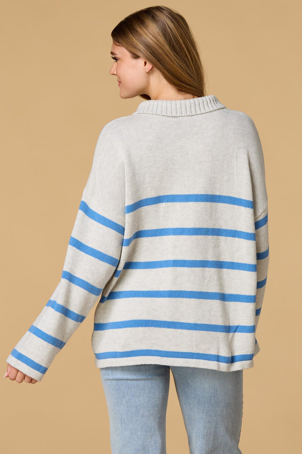 varsity blues zip front sweater Versona Apparel