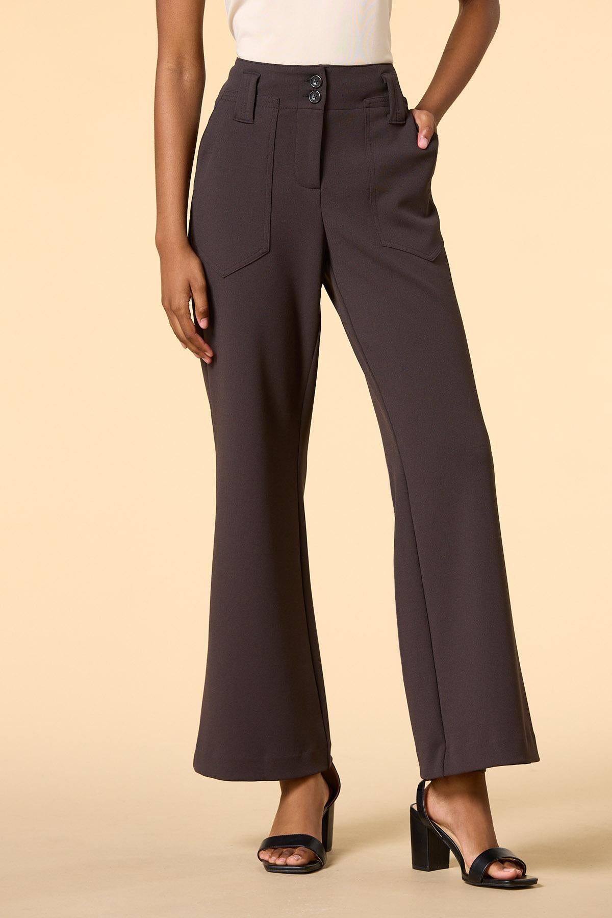 petite daily drive ponte pants- espresso Versona Apparel