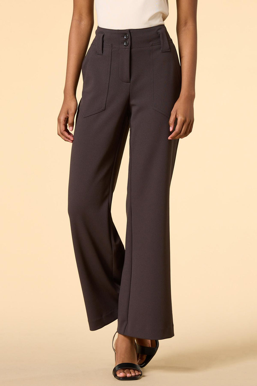 petite daily drive ponte pants- espresso Versona Apparel