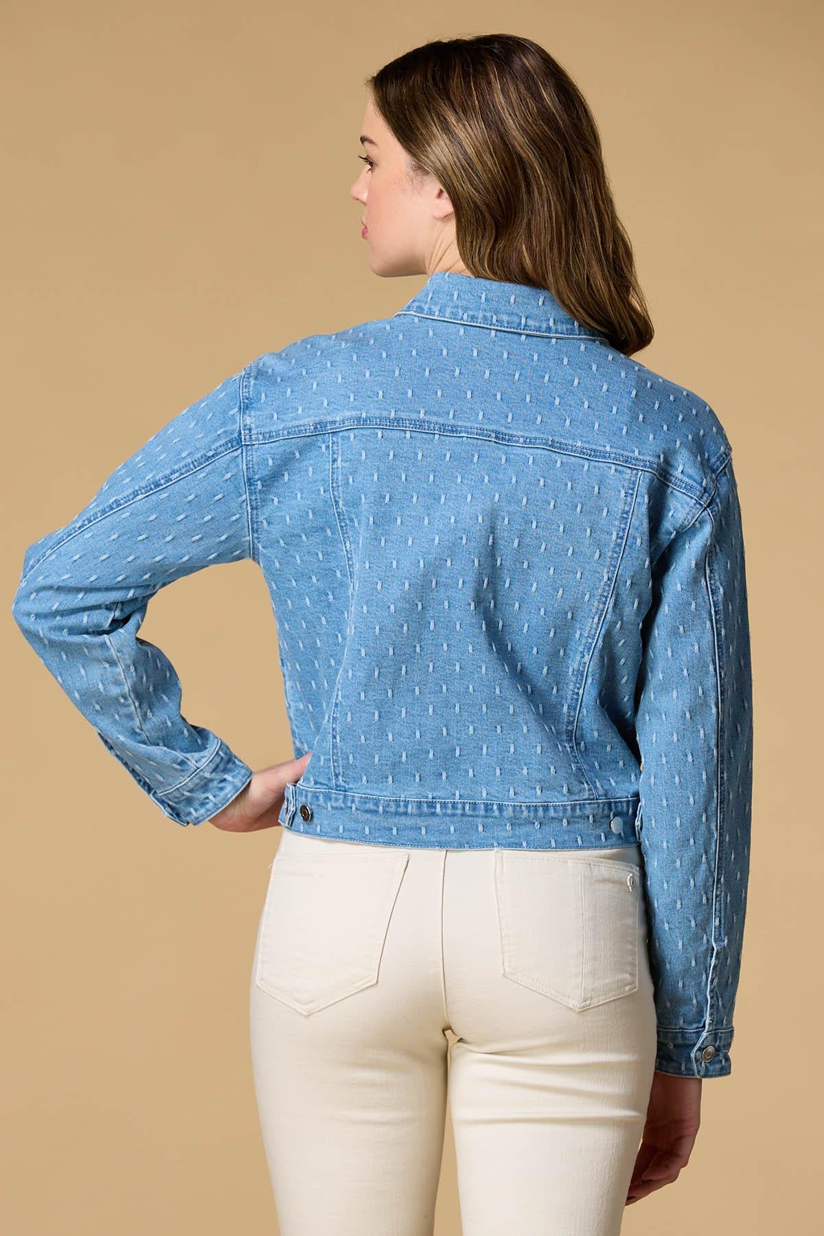 dot check denim jacket Versona Apparel|Sale