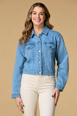 dot check denim jacket Versona Apparel|Sale