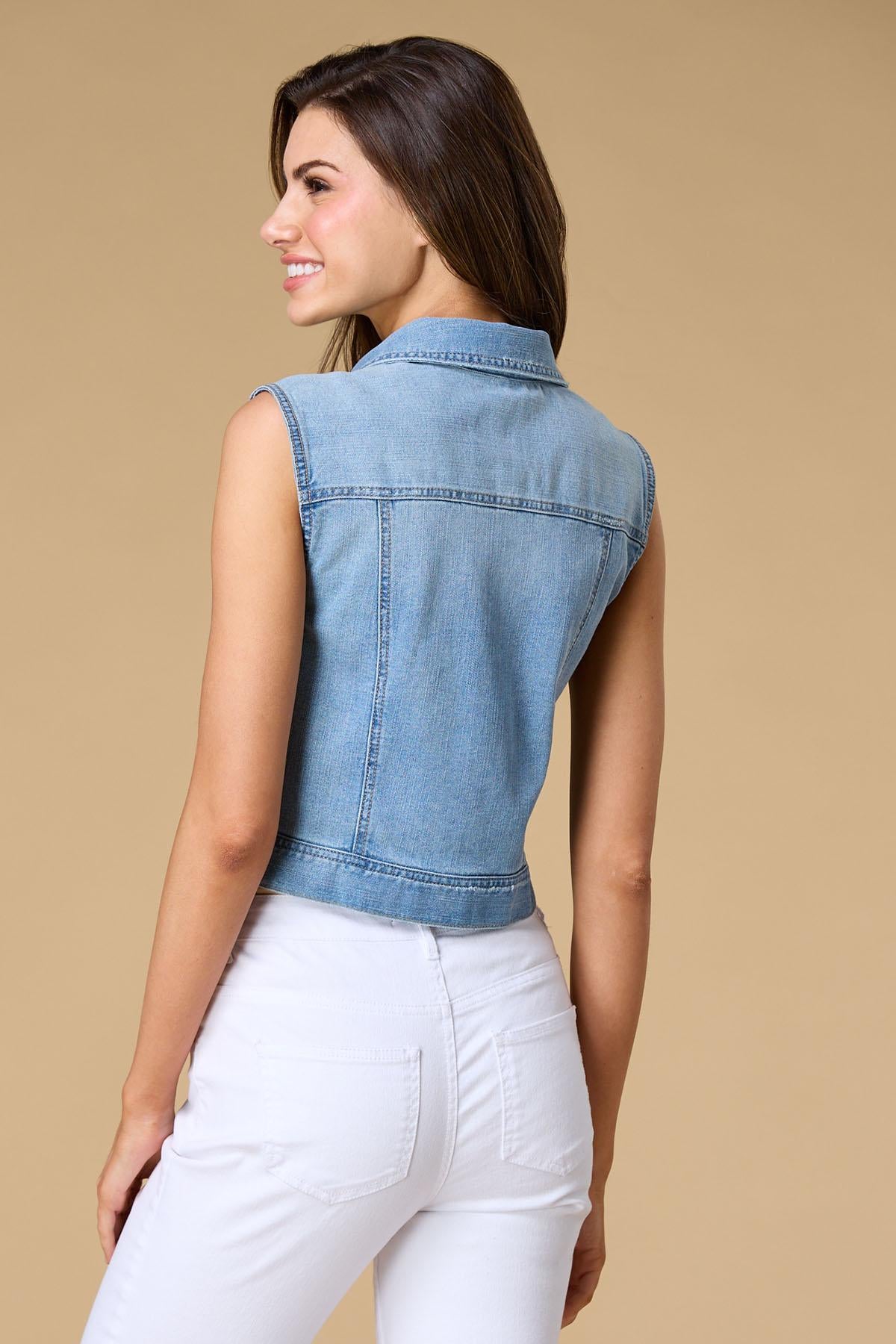 wish you were here denim vest Versona Apparel