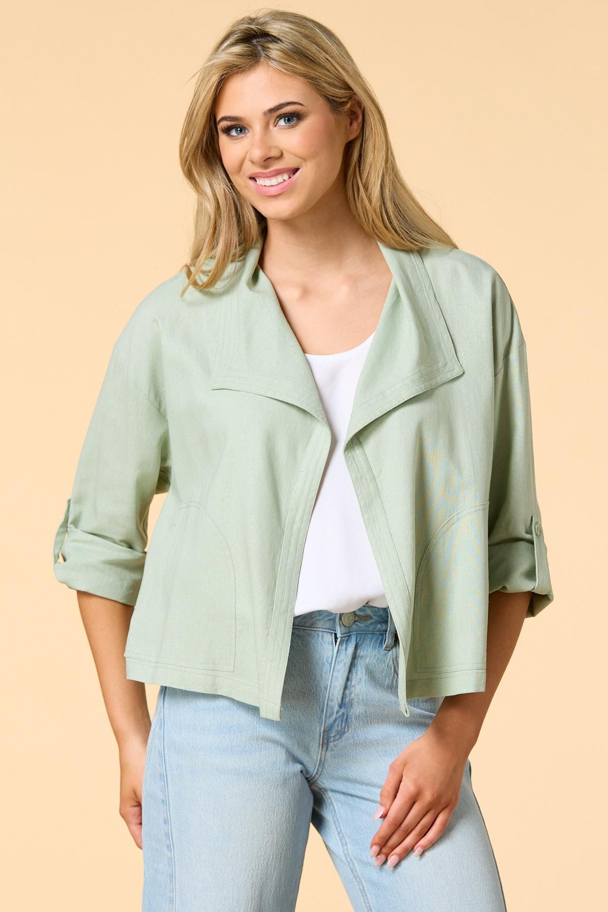 lights on linen jacket Versona Apparel|Sale