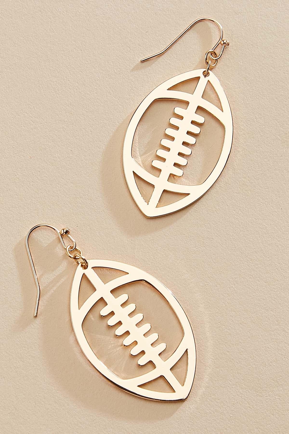 gold football cut out earrings Versona Jewelry