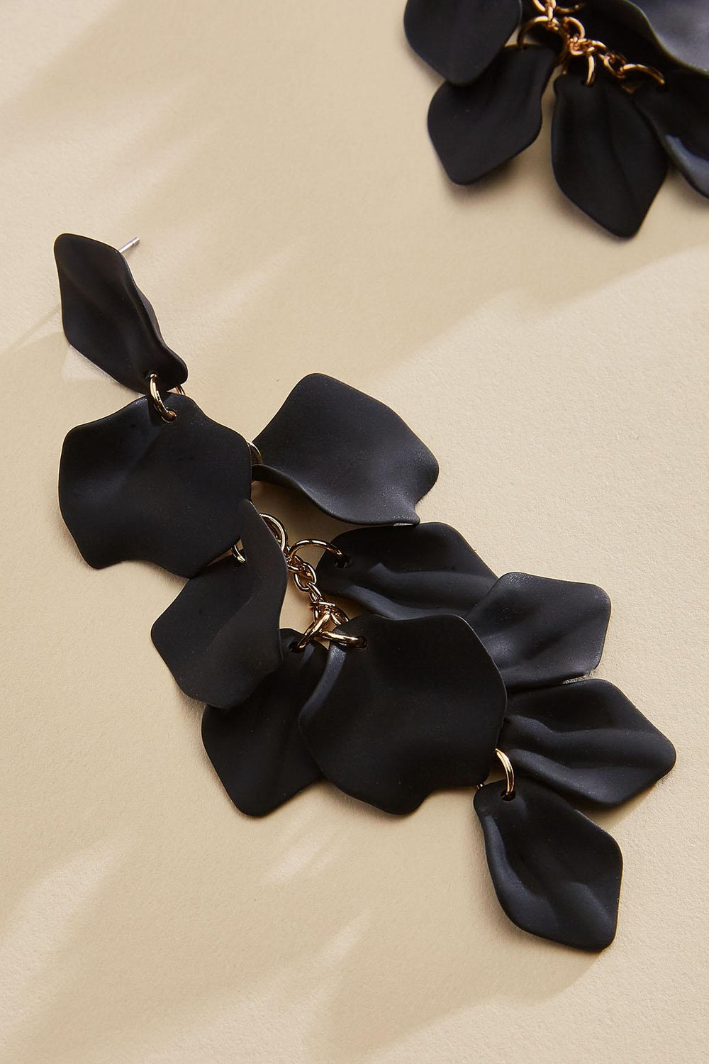 rubber coated petal linear earrings Versona Jewelry