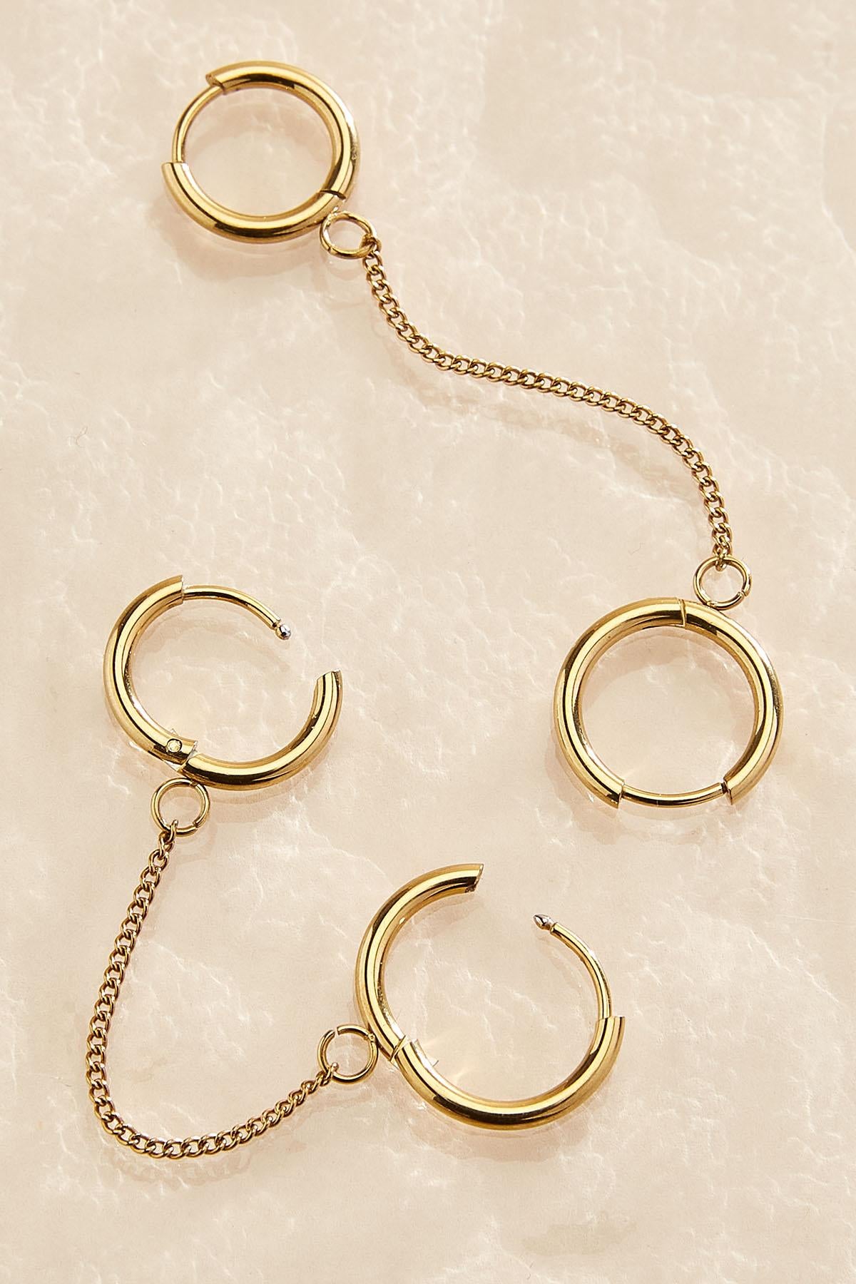 waterproof double hoop chain earrings Versona Jewelry