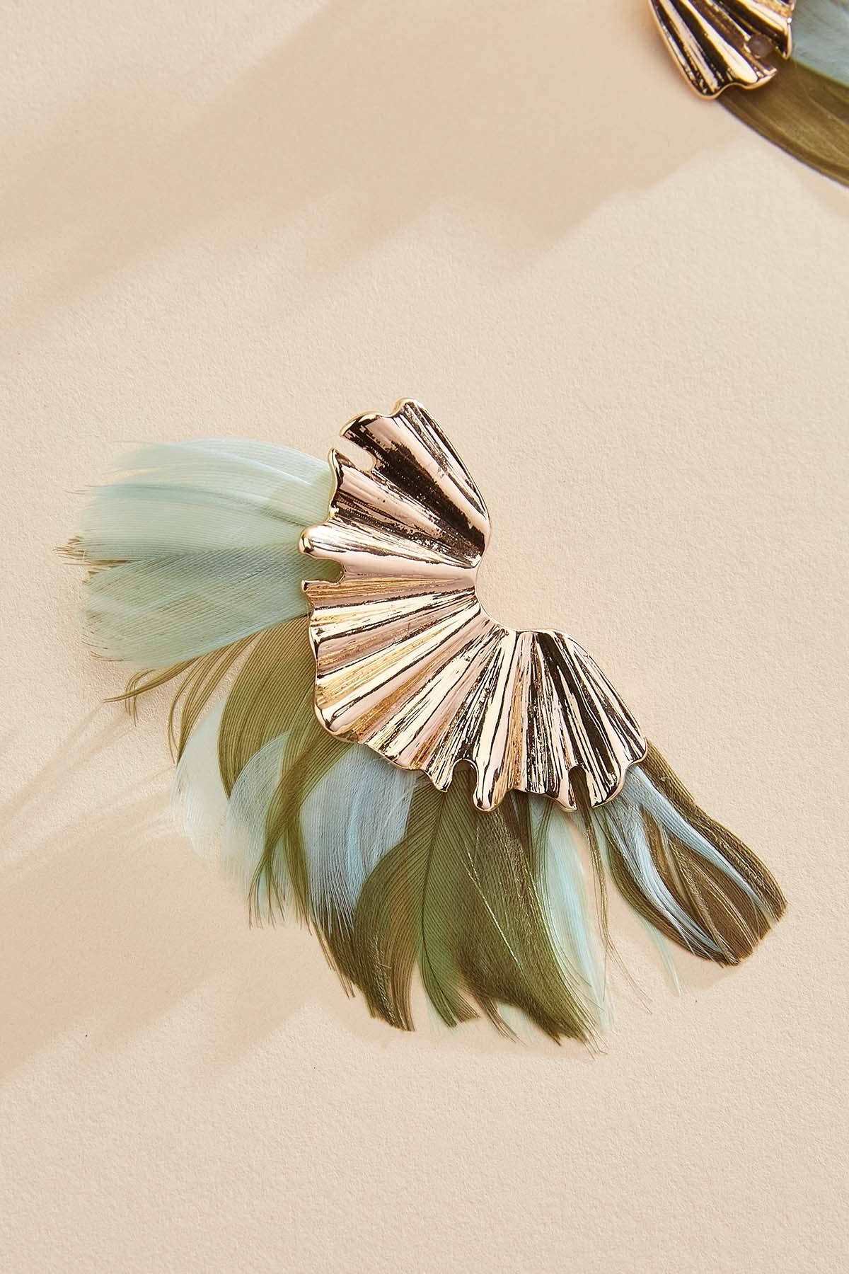 multicolor feather textured wing earrings Versona Jewelry