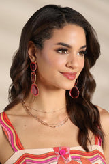 pink glass statement earrings Versona Jewelry