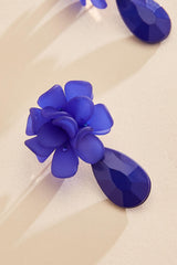 blue lucite floral tear dangly earrings Versona Jewelry