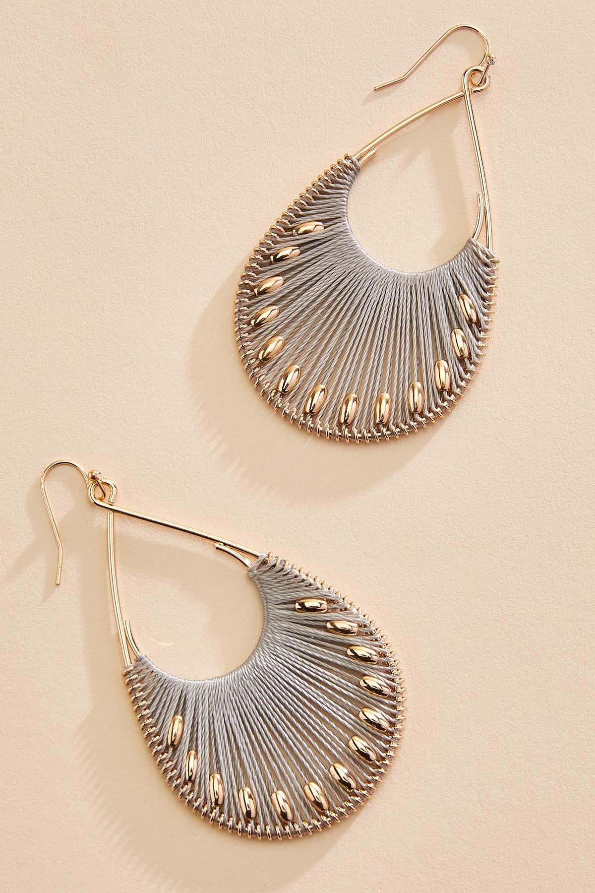 gold bead threaded tear earrings Versona Jewelry