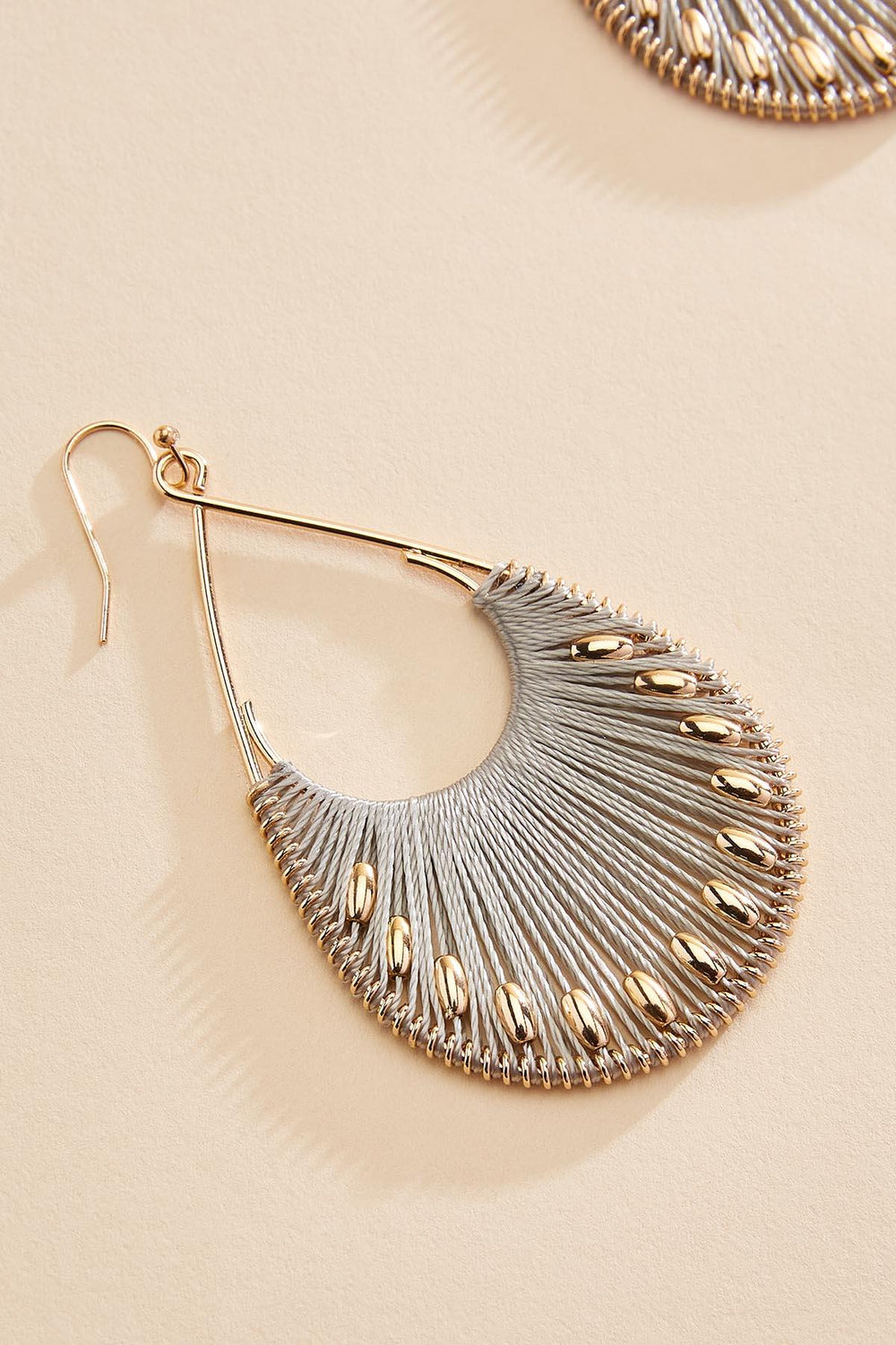 gold bead threaded tear earrings Versona Jewelry