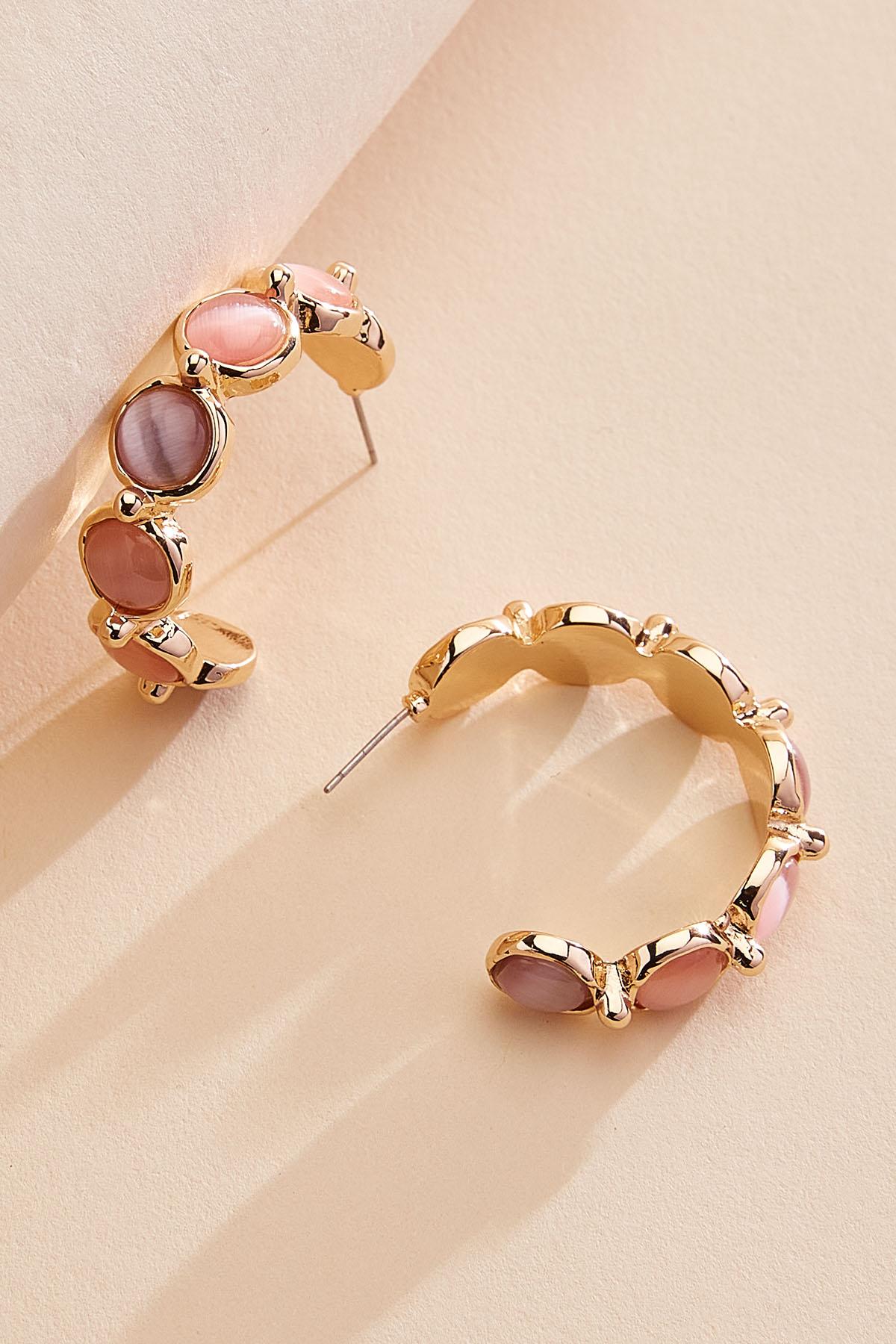 semi- precious multicolor stone hoop earrings Versona Jewelry