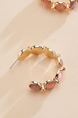 semi- precious multicolor stone hoop earrings Versona Jewelry