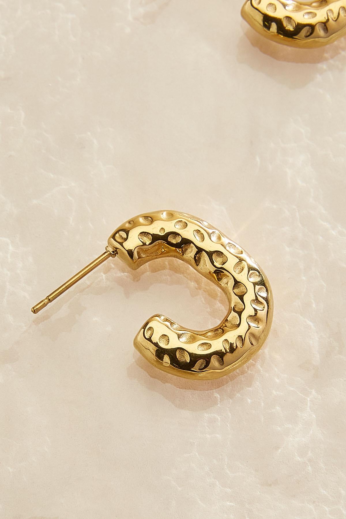waterproof hammered hoop earrings Versona Jewelry