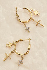 waterproof cross charm hoop earrings Versona Jewelry