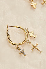 waterproof cross charm hoop earrings Versona Jewelry