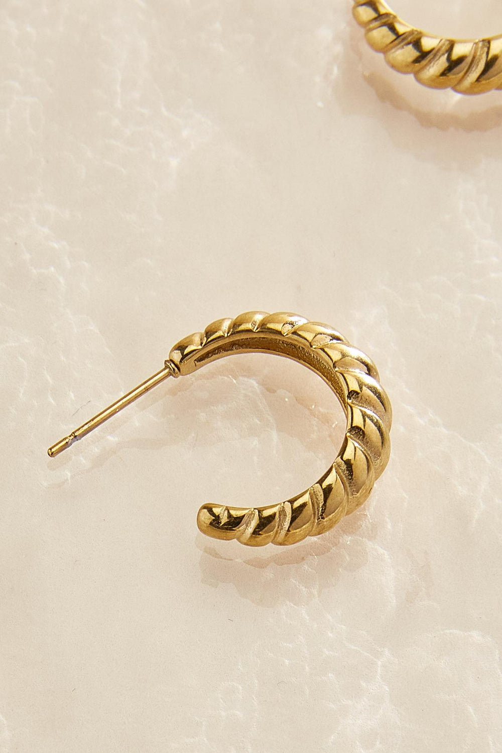 waterproof ribbed hoop earrings Versona Jewelry