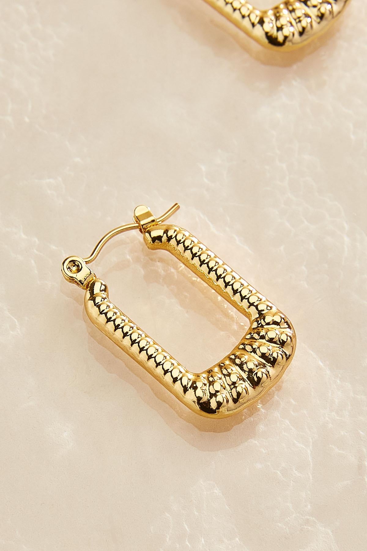 waterproof ribbed oval hoop earrings Versona Jewelry