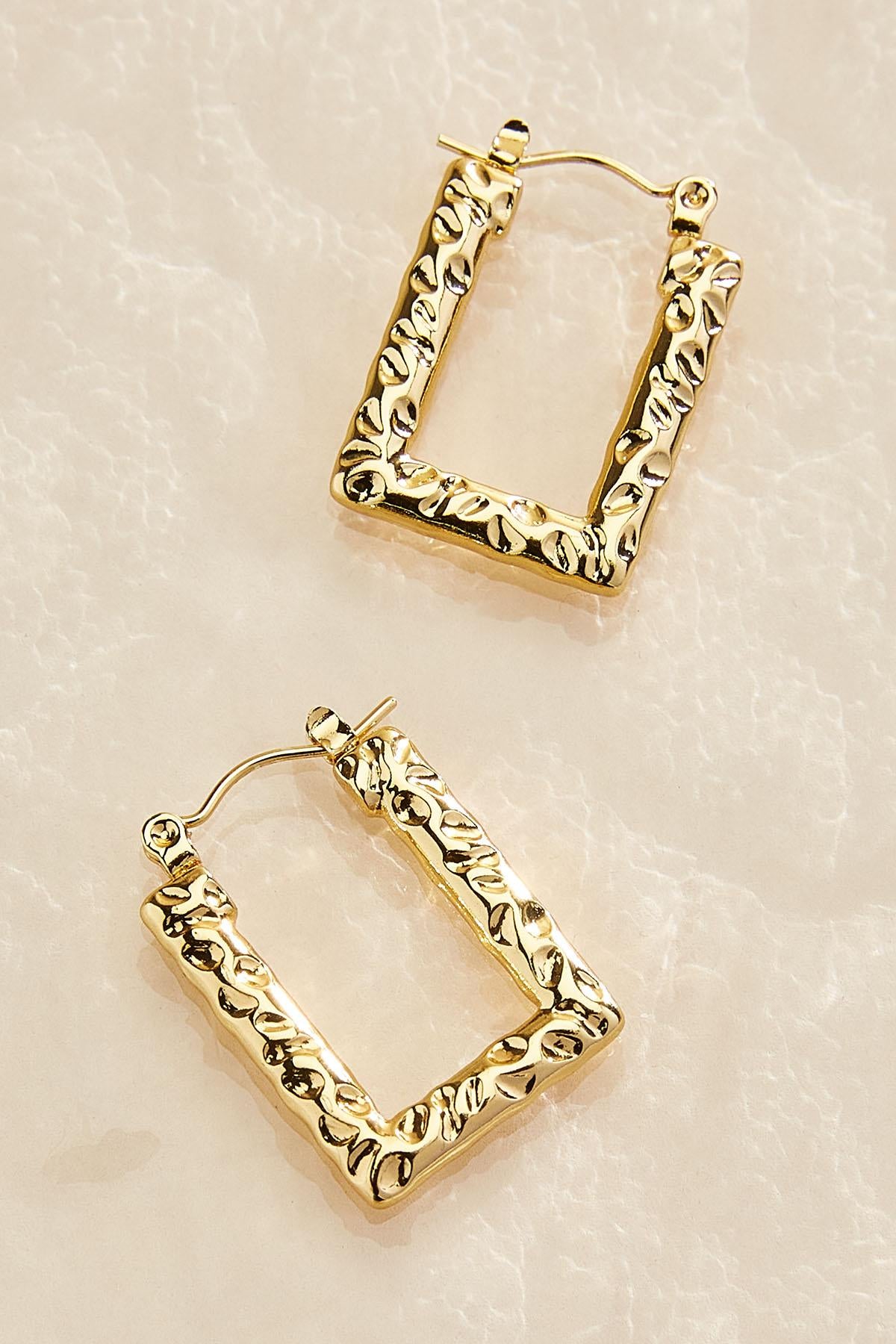 waterproof hammered square hoop earrings Versona Jewelry