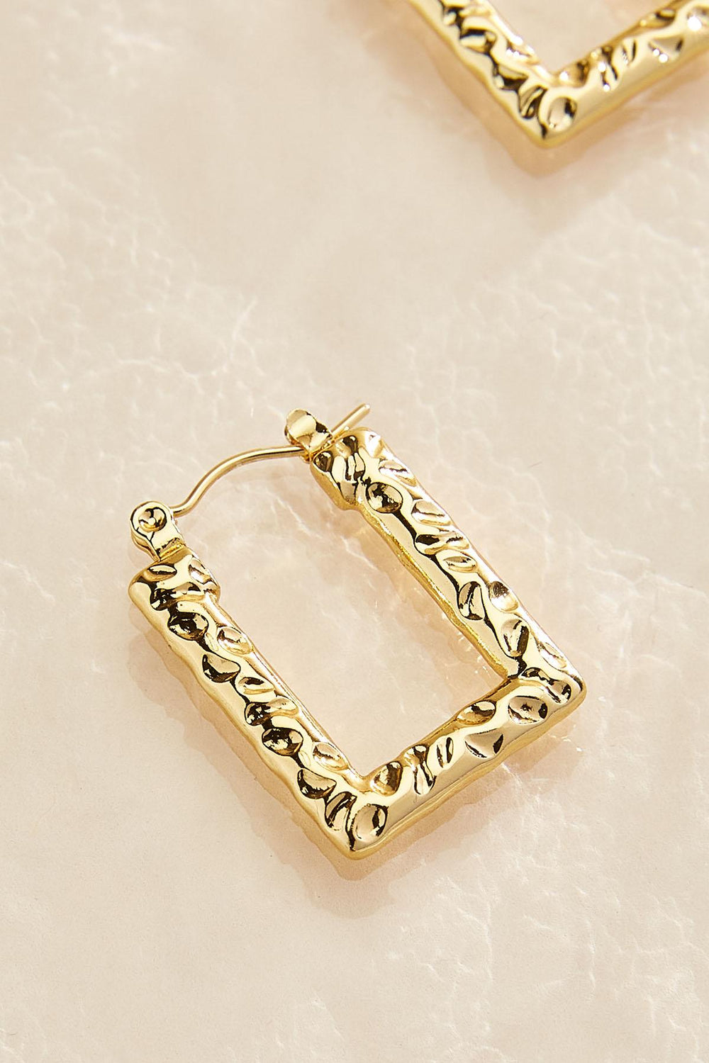 waterproof hammered square hoop earrings Versona Jewelry