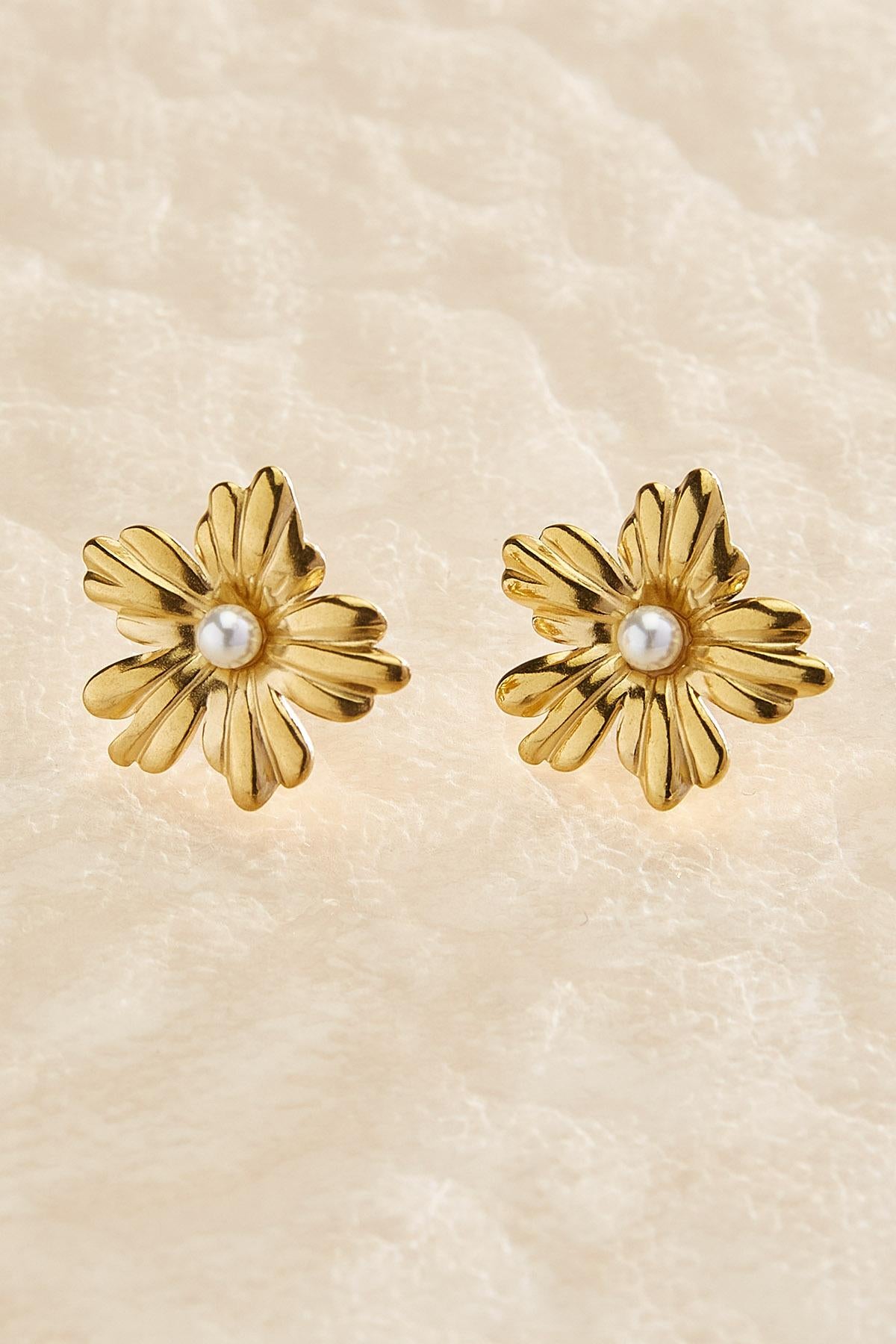 waterproof flower button earrings Versona Jewelry