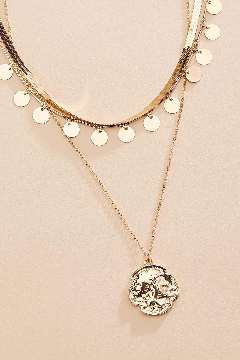 gold shaky layered chain necklace Versona Jewelry