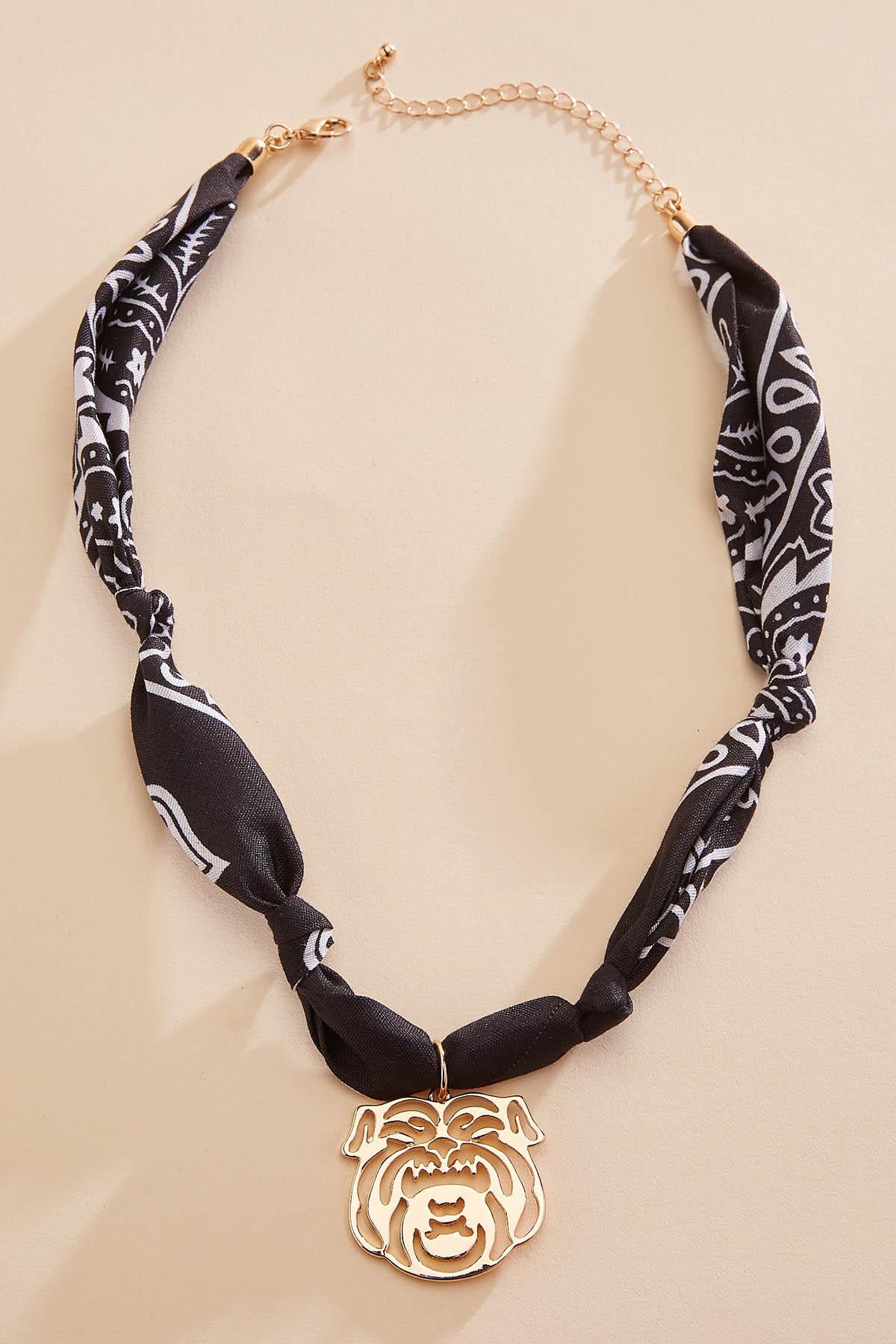 bulldog printed scarf chain necklace Versona Jewelry