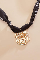 bulldog printed scarf chain necklace Versona Jewelry