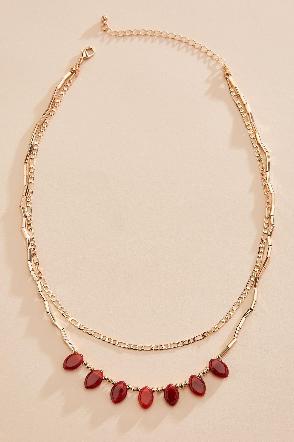 semi- precious oval stone layered necklace Versona Jewelry