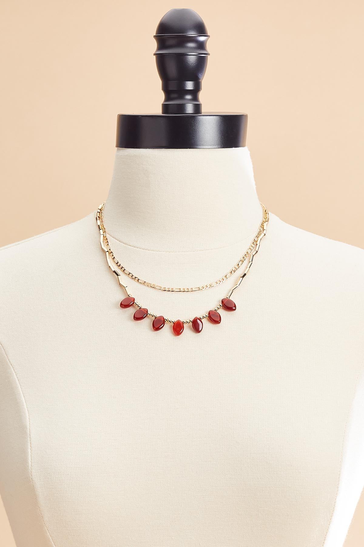 semi- precious oval stone layered necklace Versona Jewelry