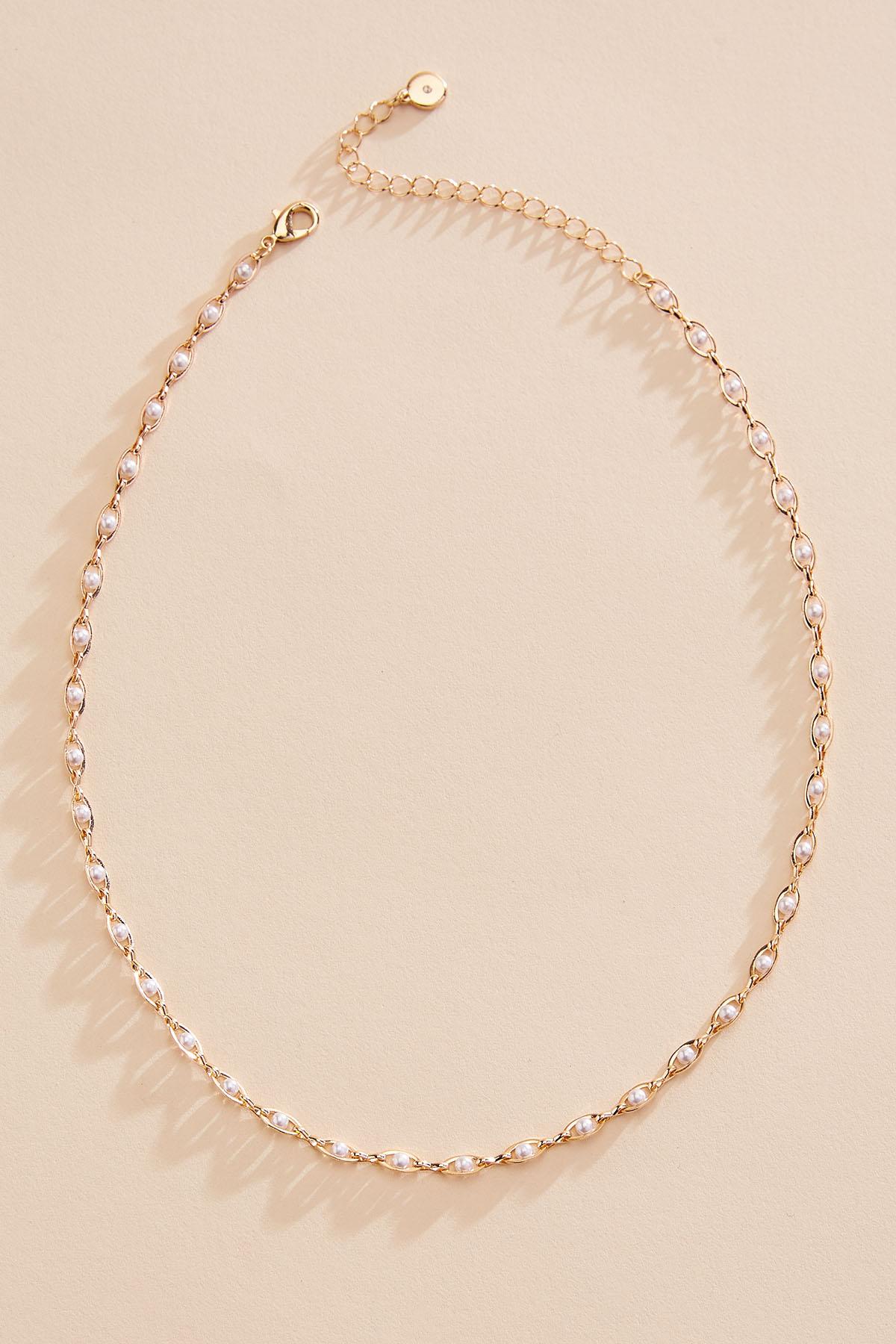 dainty pearl inset chain necklace Versona Jewelry