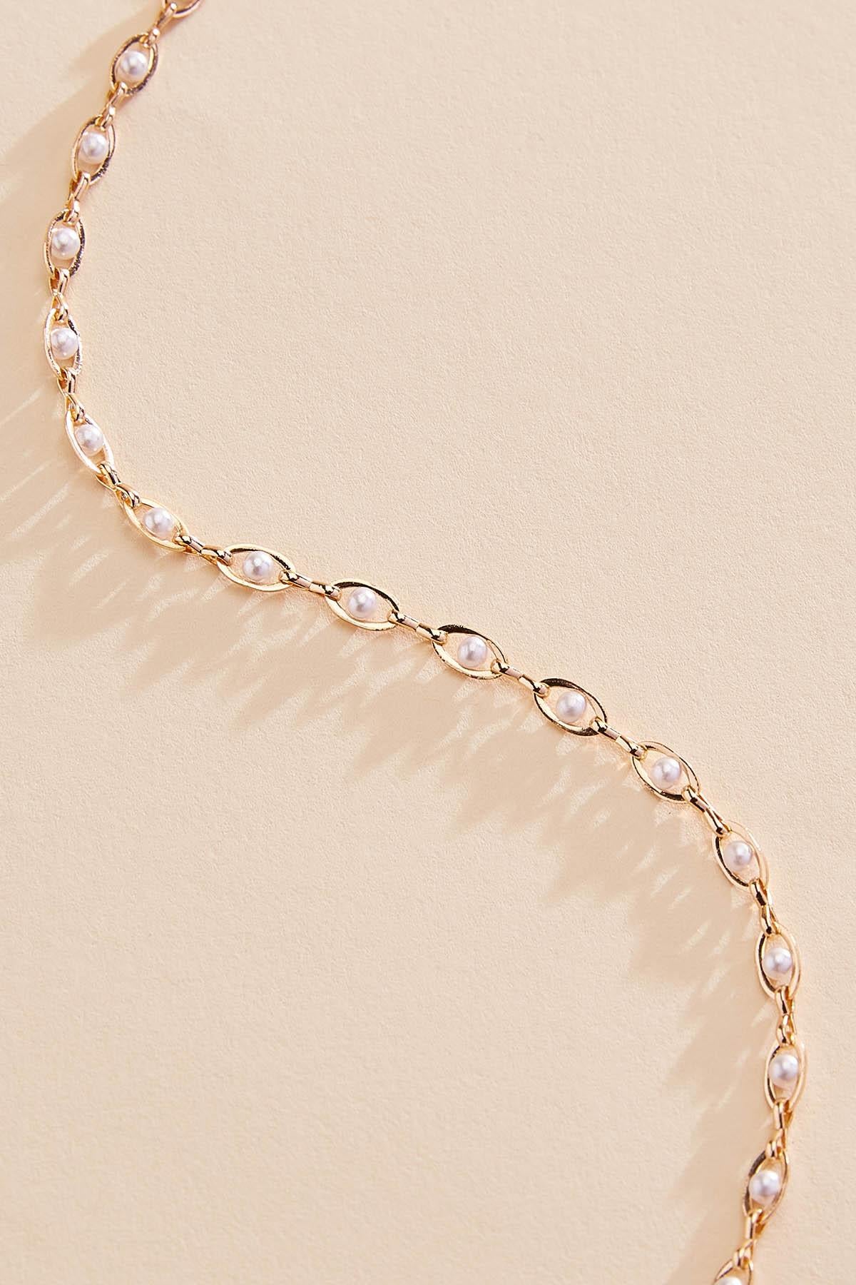 dainty pearl inset chain necklace Versona Jewelry
