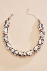 silver bamboo statement necklace Versona Jewelry