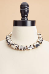 silver bamboo statement necklace Versona Jewelry