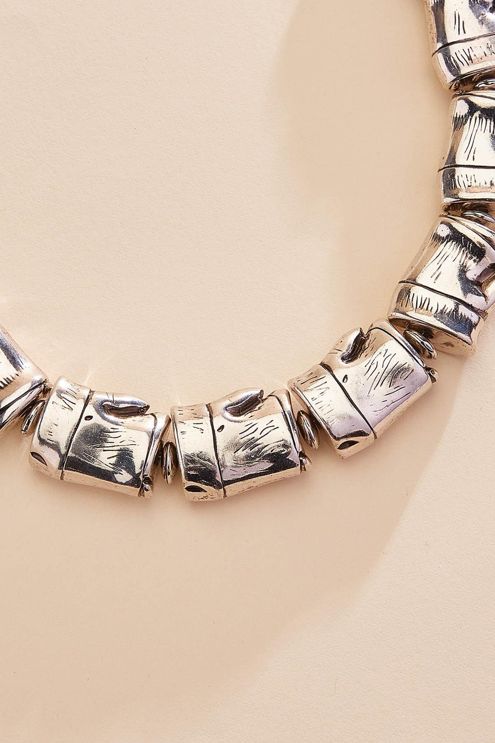 silver bamboo statement necklace Versona Jewelry