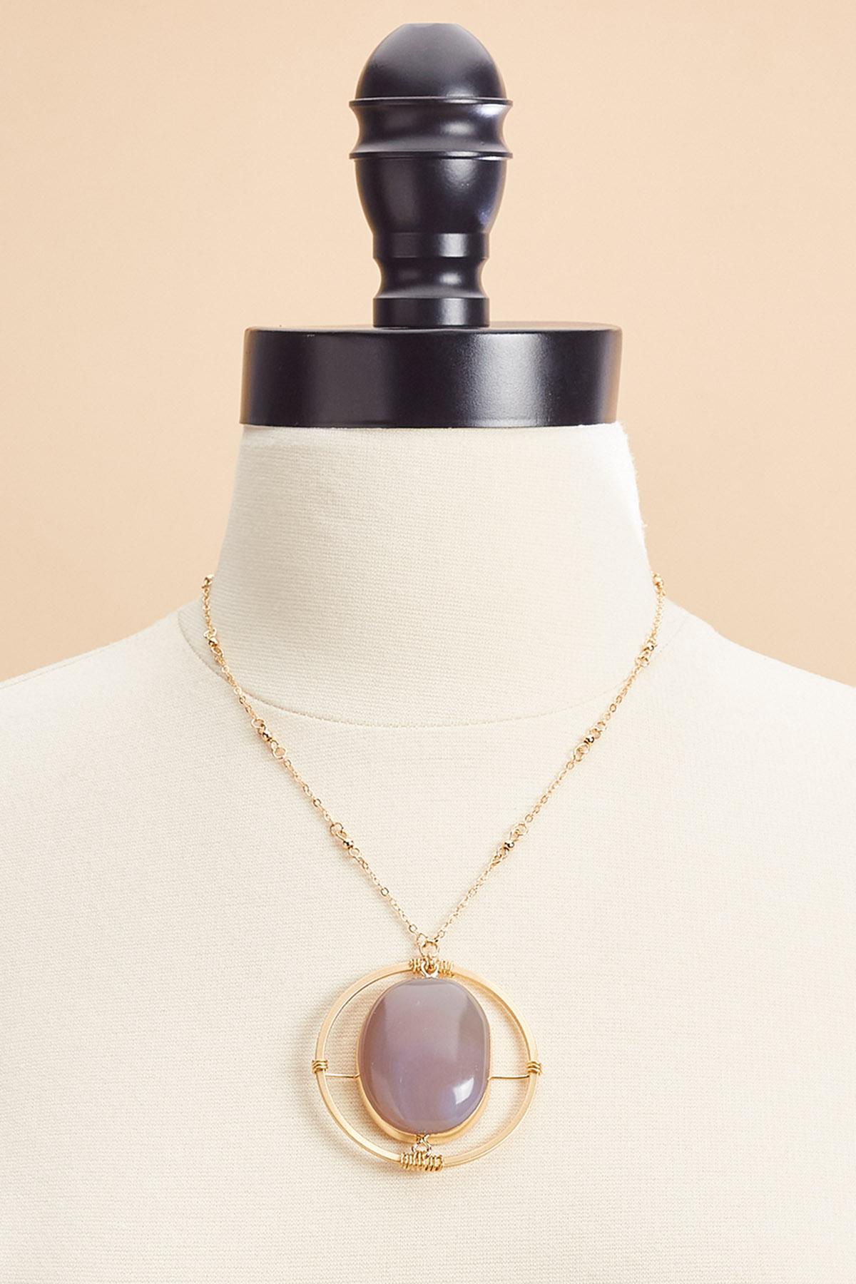semi- precious orbital pendant necklace Versona Jewelry