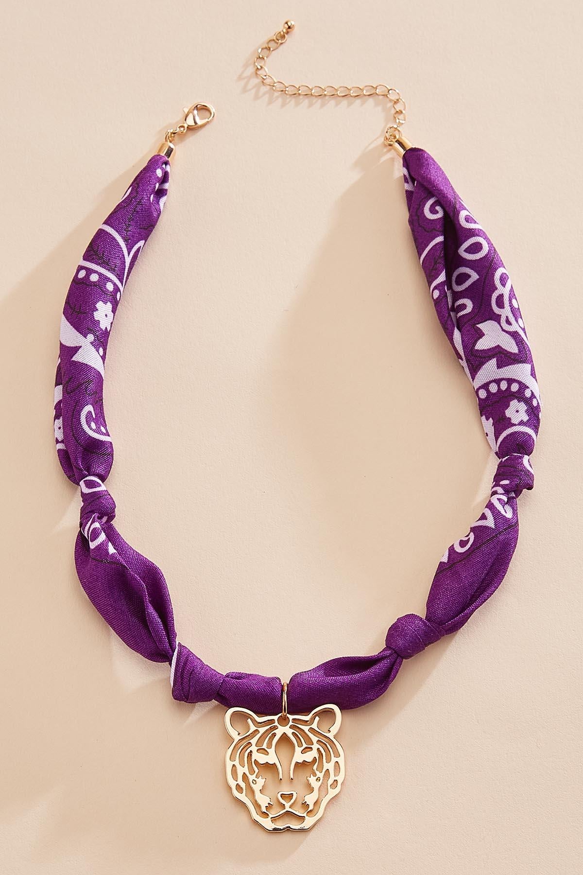 tiger printed scarf chain necklace Versona Jewelry