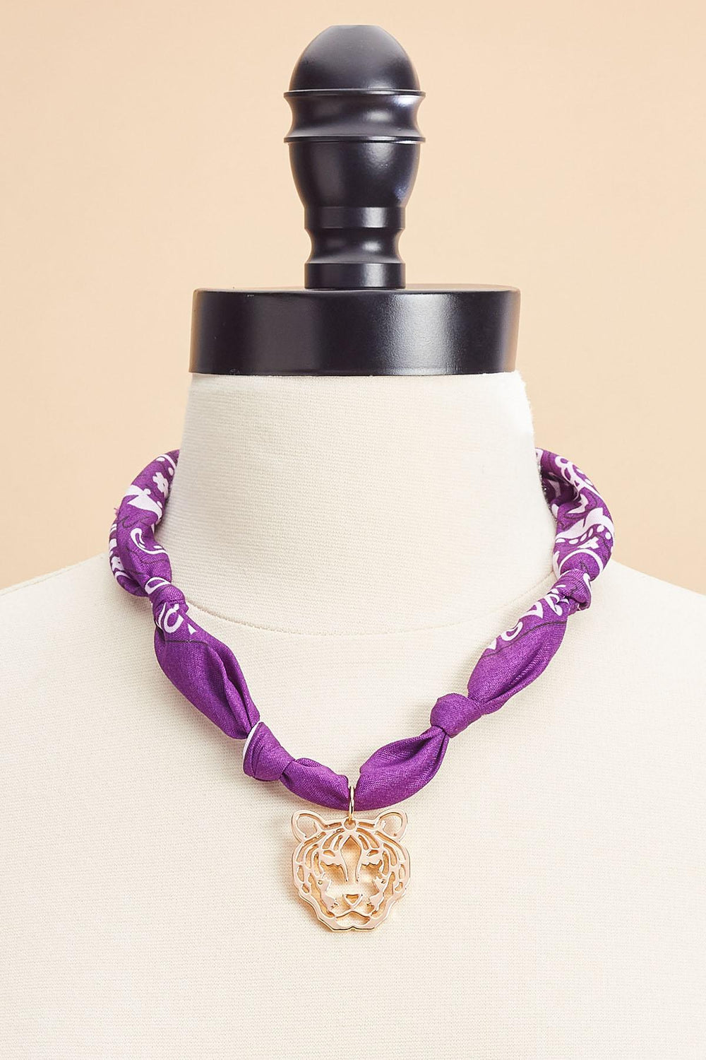 tiger printed scarf chain necklace Versona Jewelry