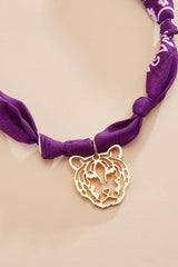 tiger printed scarf chain necklace Versona Jewelry