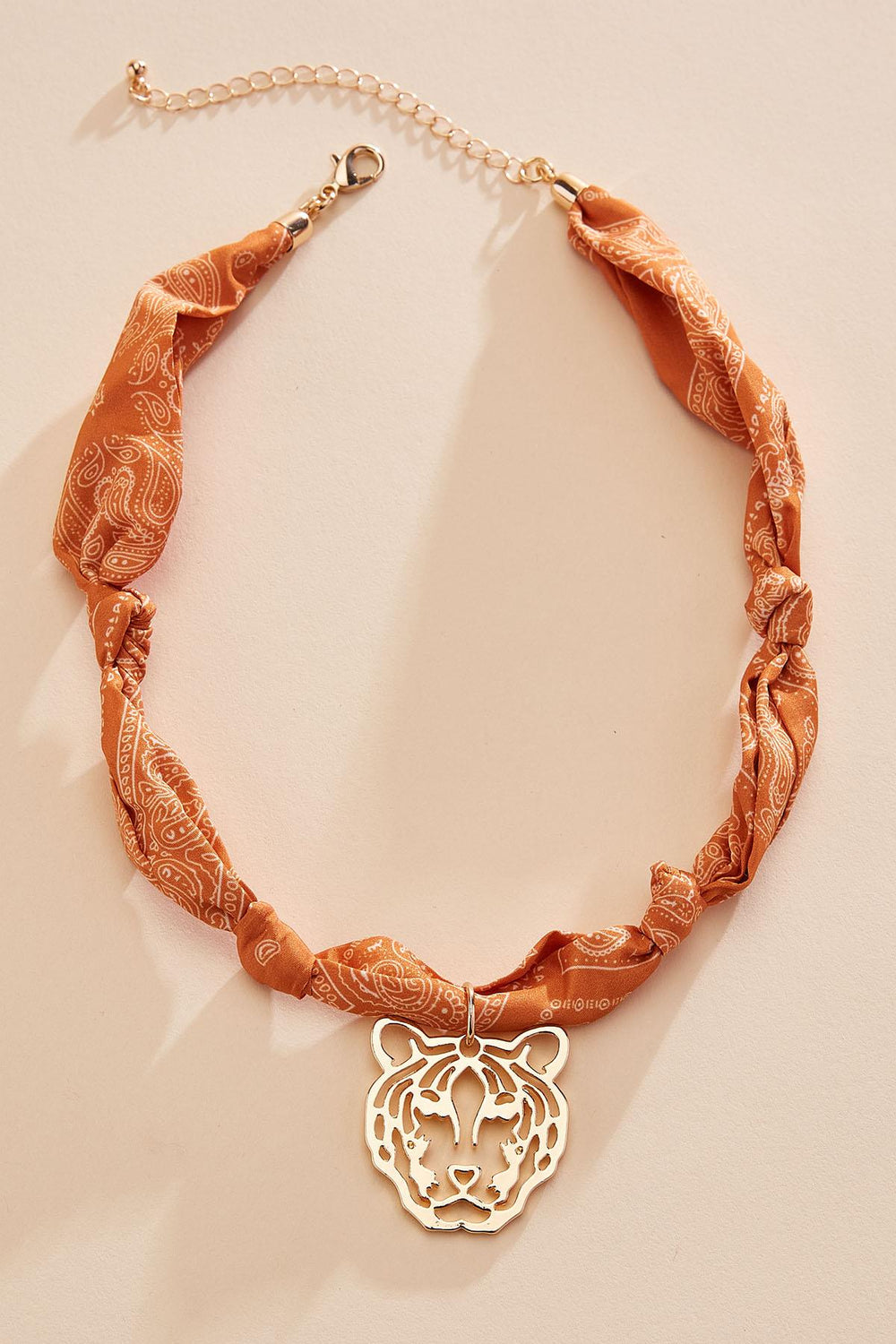 tiger printed scarf chain necklace Versona Jewelry