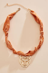 tiger printed scarf chain necklace Versona Jewelry