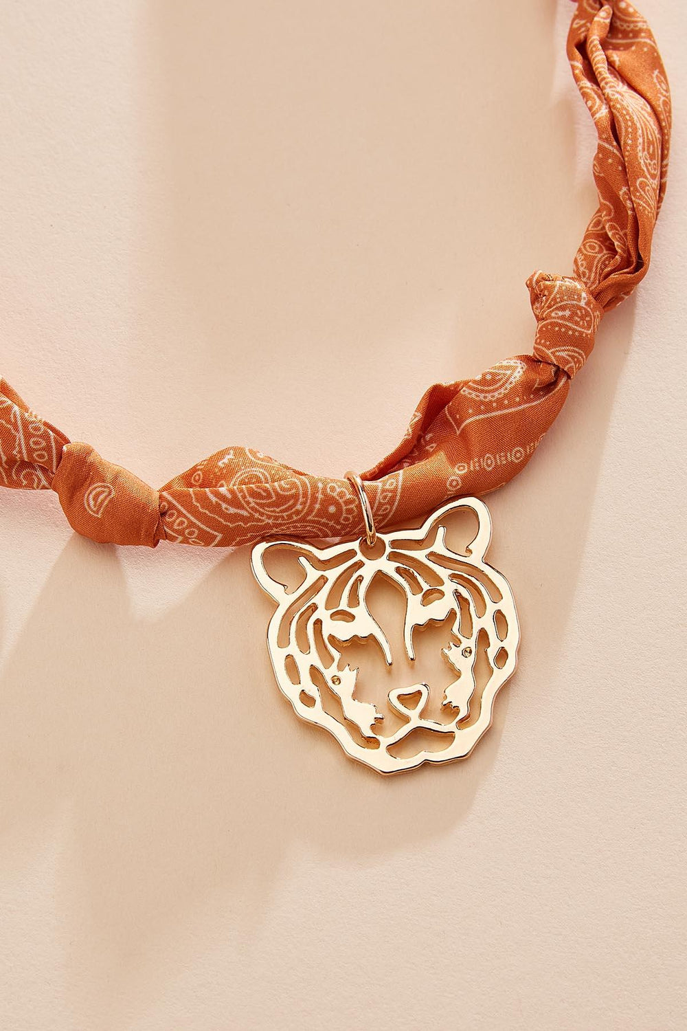 tiger printed scarf chain necklace Versona Jewelry