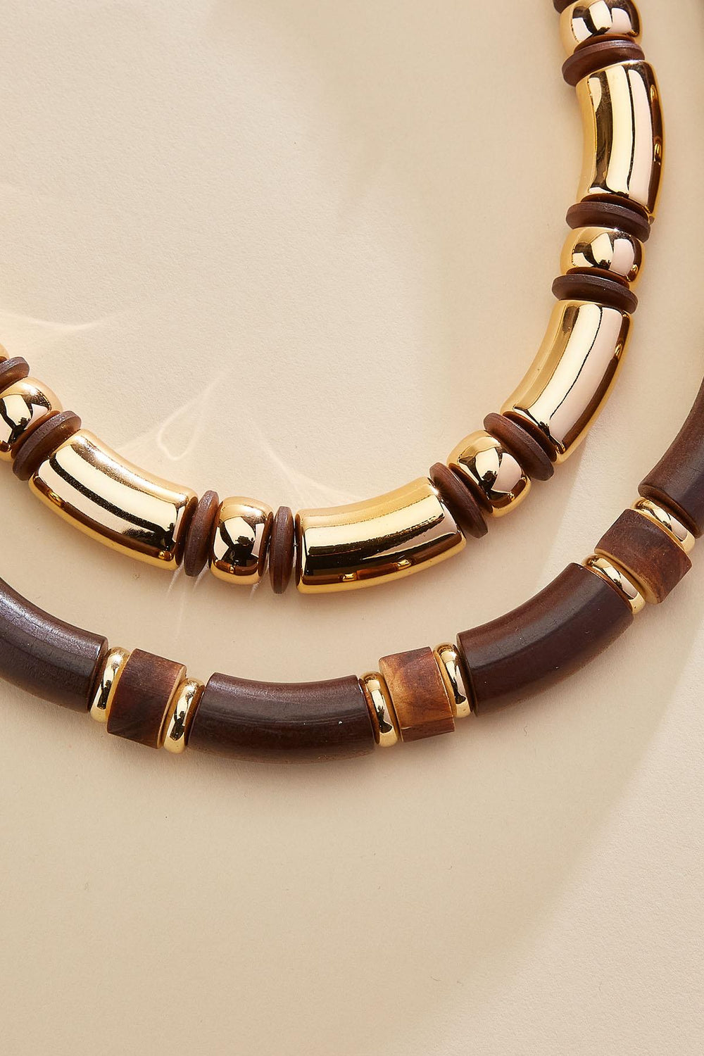 wood tube beaded necklace set Versona Jewelry