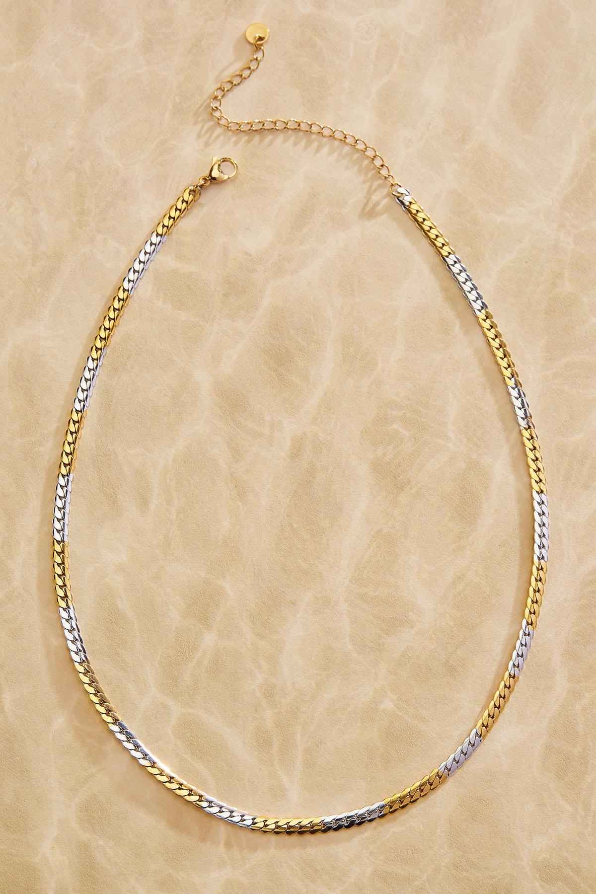 waterproof two tone snake chain necklace Versona Jewelry